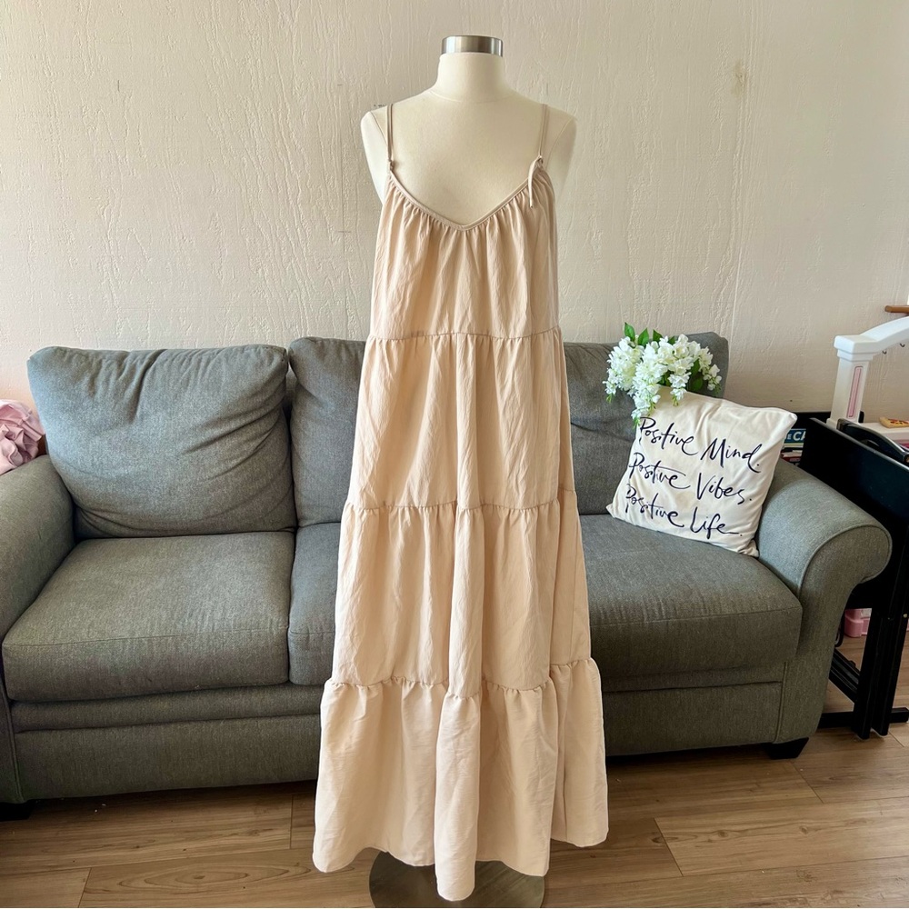 Backless Beige Maxi Dress